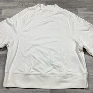 On Cloud Pullover Crew Neck White Sweater French Terry Women's Large NWOT